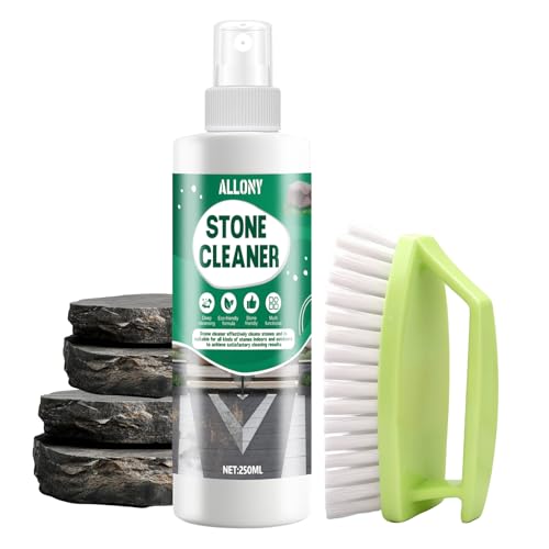 Allony Limpiador Piedra Natural, Limpia Suelos, Elimina la Grasa y la Suciedad y Restaura el Brillo de la Piedra Natural, Abrillantador para Mármol, Terrazo o Granito, Inklusive 1 Bürste, 250ml