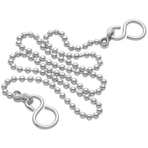 Catena a sfere da 45,7 cm e gancio di sospensione cromata, catena durevole per scarico lavabo, vasca o lavandino, resistente alla corrosione