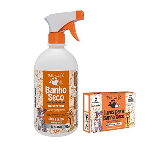 Pet Life Kit Banho Seco 540Ml + Par De Luvas