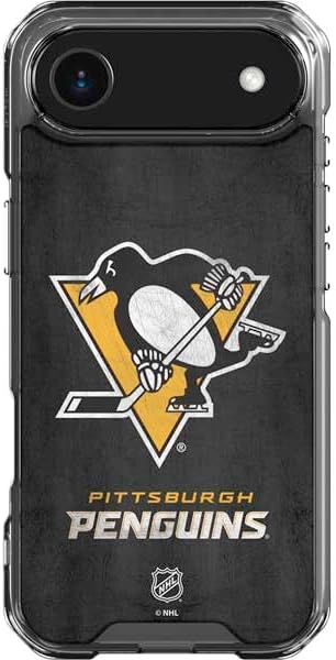 Skinit Clear Phone Case Compatible with iPhone 17 Air - Officially Licensed NHL Pittsburgh Penguins Distressed Design