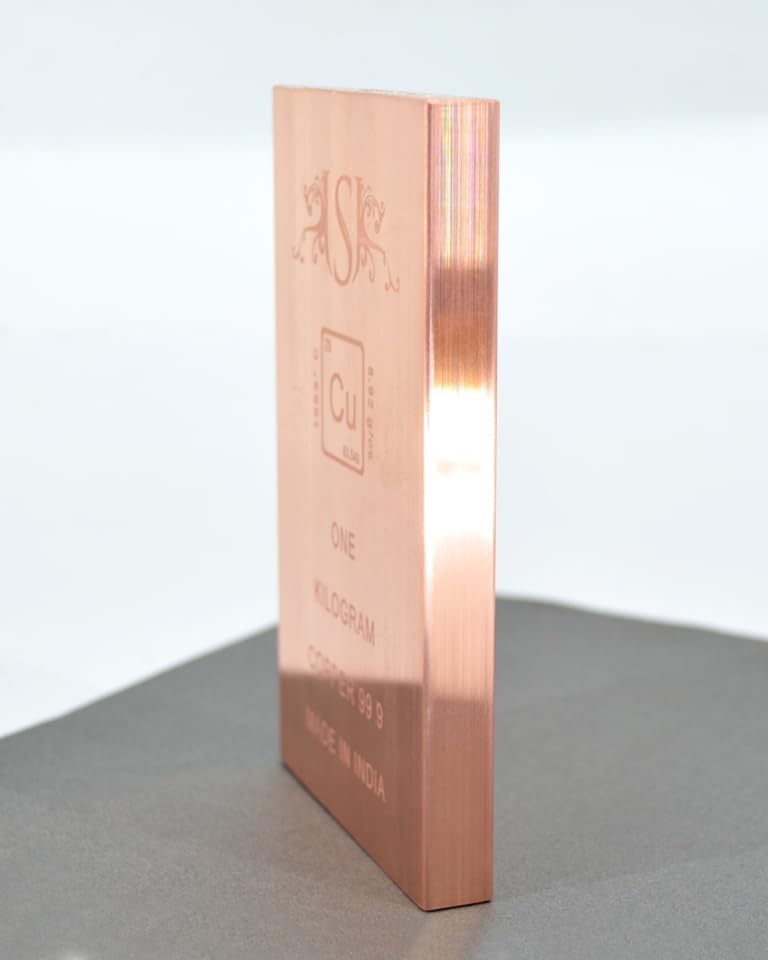 Image of BAYBRE 1kg Copper Bar 999.9 Pure - 1 Kilo .999 Fine Copper Bullion Bar for Investment | 99.99% Ingot (999 Fine) for Industrial, Vastu & Investment Use