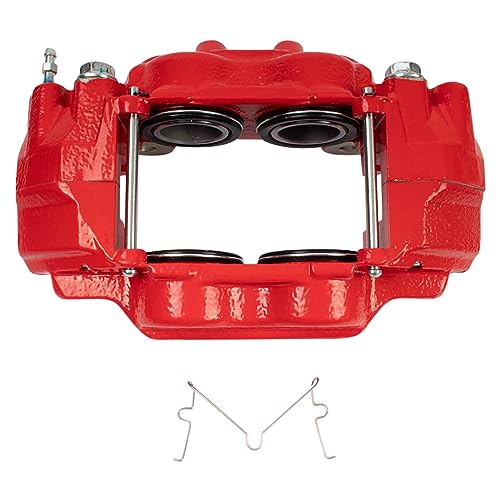 Image of TRQ Front Left Right Brake Caliper Performance Red Driver Passenger Side | For 2003-2005 Toyota 4Runner 2007-2014 FJ Cruiser 2003-2007 Sequoia 2000-2006 Tundra