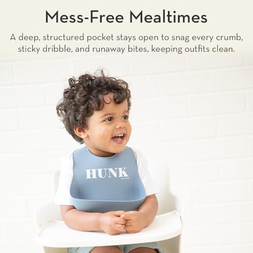 Baby Bib for Eating by Bella Tunno, Waterproof Silicone Bib with Large Food Catcher, Adjustable Fit for Babies 4-12 months & Toddlers 1-3 Years, Boys & Girls, Just Like Dad3