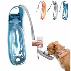 MHwan Bebedero Perro portatil, 550ml a Prueba de Fugas Botella Agua Perro, plástico Apto para Alimentos Botella de Agua para Perros, Gran Capacidad Botella Perro Adecuado para Exteriores (Azul)