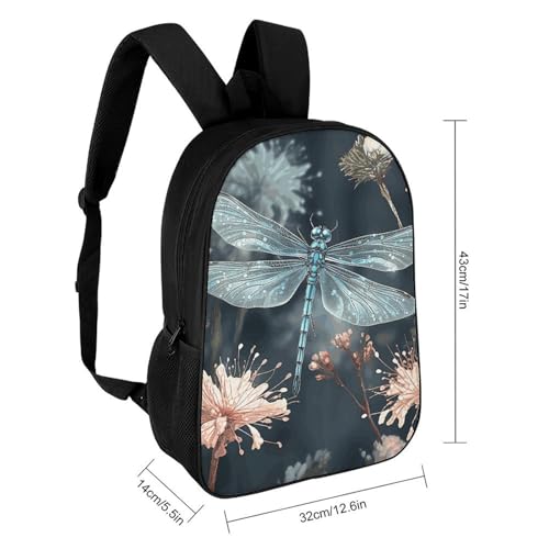 Dragonfly Flower Backpack for Men Women, Heavy Duty Backpack Large Capacity, Durable Lightweight Travel Daypack2