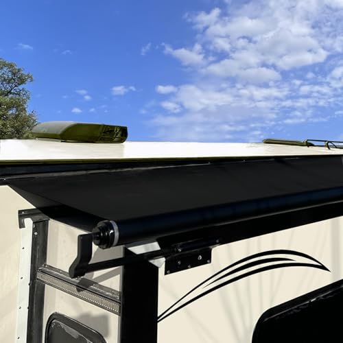SHADEPLUS RV Awning Fabric Replacement - Universal Slide Topper for 5th Wheel RVs, Travel Trailers and Motorhomes (49' x 140', Black Fabric)