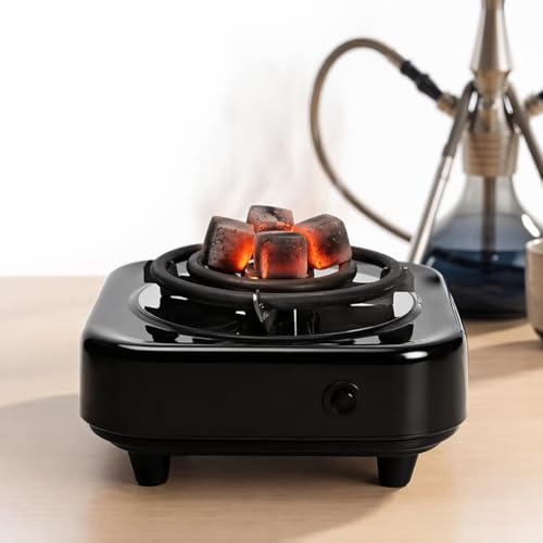 Image of Electric Hookah Coal Burner, Black, Single Coil Hot Plate for Shisha Charcoal Lighting