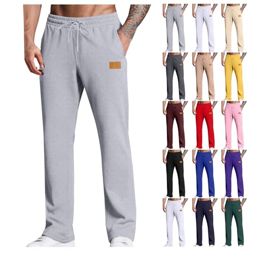 Mens Sweatpants Casual Straight-Leg Jogger Pants Loose Drawstring Waist Fitness Pants High Waisted Yoga Trousers4