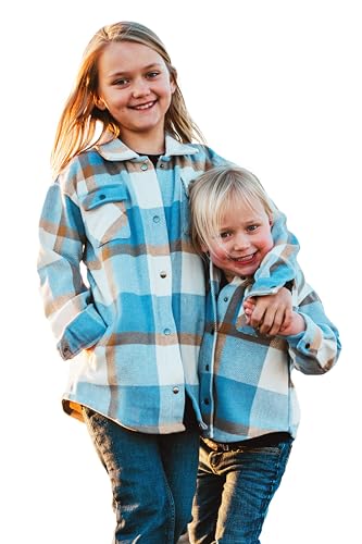 Toddler's Blue Camel Plaid Shacket