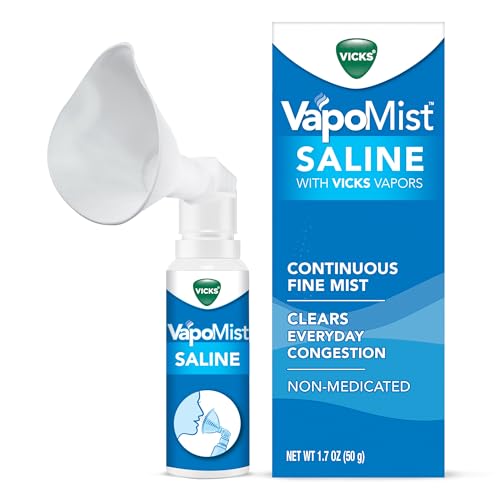 Vicks VapoMist Saline, Gentle Saline Mist with Soothing Vicks Vapors, Non- Medicated, 1.7 oz