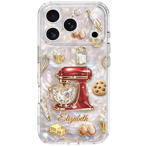 Bake The World A Better Place, Mixer And Cupcake Design Personalized Clear Phone Case, Custom Baking Themed Phone Case For Baking Lover With Name, Kitchen Lover Gift, Gift For Home Chef And Baker