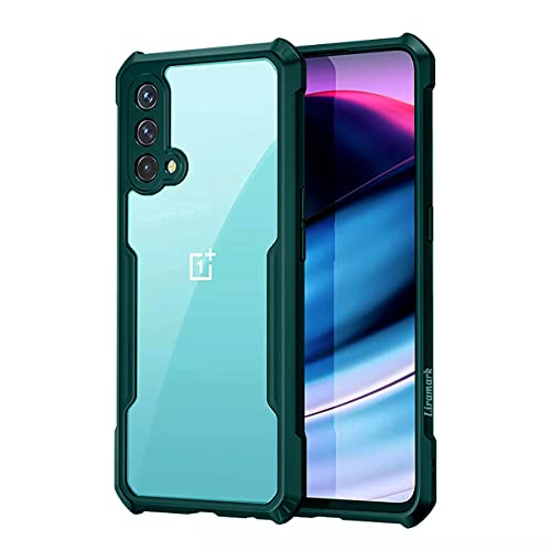 Image of LIRAMARK Transparent Clear Shock Proof Back Cover Case Designed for OnePlus Nord CE (Green)