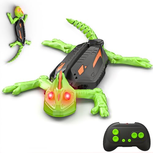 Kssvzz Ferngesteuert Gecko 360 Rotation Gecko Wandflitzer Fernbedienung Eidechse Roboter mit leuchtenden LED-Augen Geschenk Jungen Mädchen 3 4 5 6 7 8+ Jahre Kinder Spielzeug