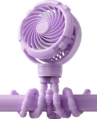 Image of TUNISE Stroller Fan, Rechargeable with TYPE-C Port, 4000mAh, 360° Rotatable, 3-Speed, Flexible Tripod, Clip Anywhere for Baby's Comfort - Durable and Easy to Clean