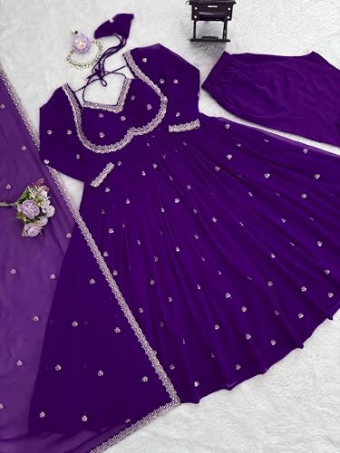 Image of Beautiful Embroidered Anarkali Gown for Women ||Festive Outfit with Intricate Detailing