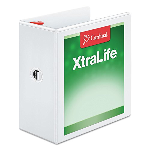 Cardinal 26350 XtraLife ClearVue Non-Stick Locking Slant-D Binder, 5-Inch Cap, 11 x 8 1/2, White