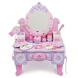 マザーガーデン おままごとセット 木製 ドレッサー おもちゃ [ティアラドレッサー ピンク] 小物12点 ままごと 子供 4歳 3歳 女の子 プレゼント 誕生日 お祝い メイク メイクセット キッズ 263-37028