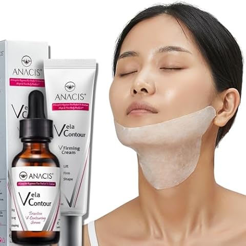 Anacis Neck Firming and Tightening Lifting V line Serum Cream and Mask Reduce Appearance of Double Chin Loose and Sagging Skin. Vela Contour Cover