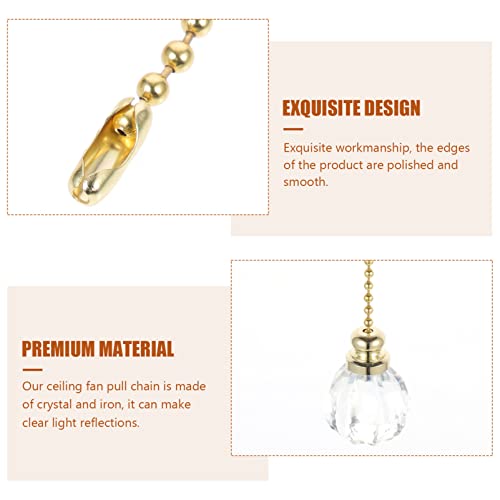 Image of Outanaya 2Pcs Crystal Beaded Ceiling Fan Pull Chains Decorative Pull Chain with Connector for Ceiling Fans and Light Fixtures Modern Style Extension with Eye-catching Visual Effect