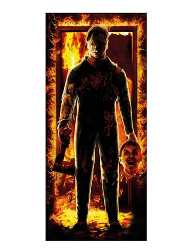 FIESTAS GUIRCA | Decoración Puerta Asesino Tela (80x180 cm) - Ideal para Fiestas de Halloween y Celebraciones de Policías - Decoración de Pared, Puerta y Ventana - Multicolor