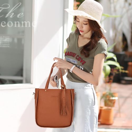 Set de 4 bolsos y carteras para mujer marrón miniatura 2