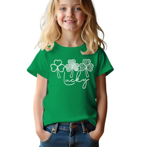 Image of CM C&M WODRO Boy Girl St. Patrick's Day T-Shirt Kid Lucky Clover Short Sleeve Shirt Funny Irish Shamrocks Tee Tops