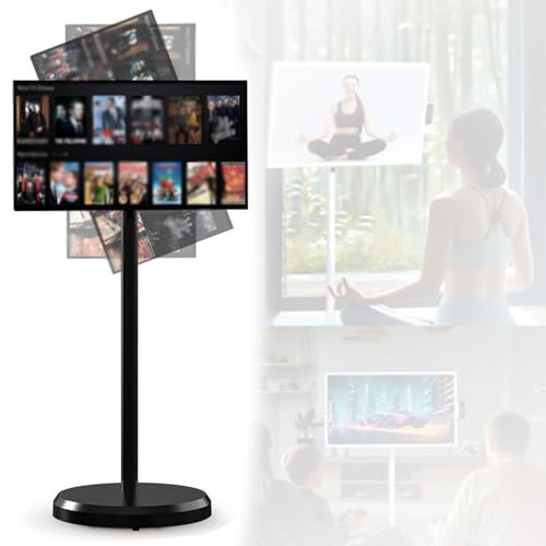 DOZPAL Monitor portátil de 21,5 Pulgadas con Pantalla táctil con rotación de 360°, Smart Rolling TV con Control Remoto y Posibilidad de Compartir múltiples proyecciones Black-4GB+64GB