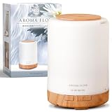 AROMA FLOW -Minamo- (アロマフロー) 加湿器 小型 卓上 アロマディフューザー 超音波式 おしゃれ 木目調 7色LEDライト 3段階タイマー付き 静音 空焚き防止 お手入れ簡単 母の日 女性 ギフト プレゼント | アロマ対応 300ml B1758