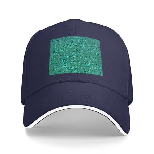 Green Trippiesâ€Œâ€?Pattern Sandwich Visor Baseball Cap Summer Sports Sun Hat for Men Women Navy Blue