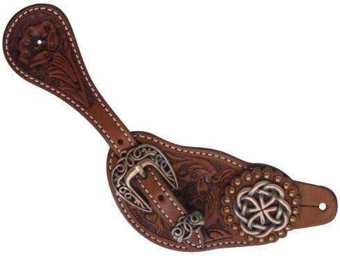 Showman Ladies Argentina Cow Leather Spur Straps w/Celtic Knot Conchos