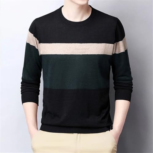 Men's Casual Long Sleeve Sweater Men Slim Striped Pullover Sweater2