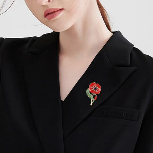 Image of Rhinestone Flower Brooches for Women Enamel Floral Brooch Lapel Pins for Mom Wife Elegant Dress Accessories Mother's Day Jewelry Gifts