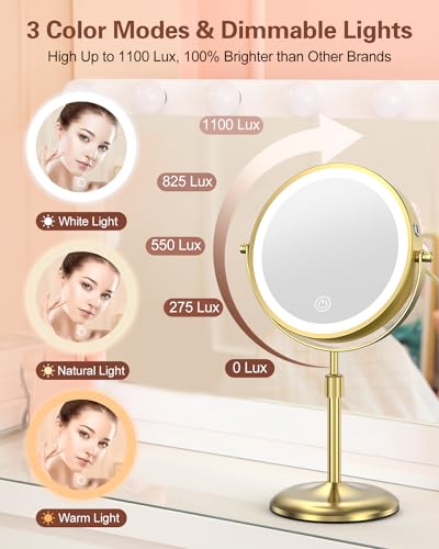 Espejo de Maquillaje con Luz y Aumento 10X, Ajustable miniatura 4