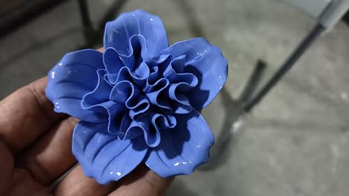 Image of Ceramic Flower Wall Art Decor, Artificial Flower Wall Sculpture,Handmade Ceramic Flowers for Home,Hallway,Living Room, Kitchen,Bathroom (Royal Blue,Azalea, 2.76 inch)
