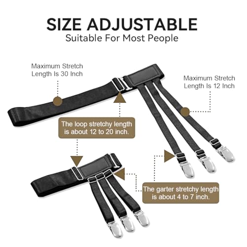 Image of GUSTAVE Men's Shirt Stays Adjustable Elastic Shirt Tucker Belt with Locking Non-Slip Clips