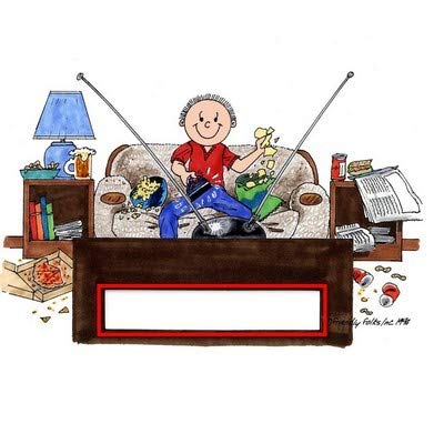 Personalized Friendly Folks Cartoon Caricature Snow Globe Christmas Ornament: Couch Potato - Male Great for Movie Buff, TV Lover, Sports Fan