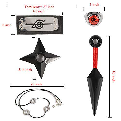 Akatsuki cloak for kids and adults, unisex, cosplay costume, Halloween, Christmas, party costume, cape with headband, ring, Kakashi Kunai and Ninja Shuriken - Image 6