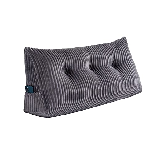 Activance Large Triangular Headboard Wedge Bed Rest Reading Pillow Backrest Positioning Support Bolster Cushion With Removable Cover (Grey, Twin: 39X8X20 Inches) #TOP3