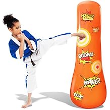 Novelty Place Kids Inflatable Punching Bag - 4 Feet Tall Free Standing Buddy - Hit & Bounce Back Air Bop Toy Fun for Boys Girls Fitness & Stress Relief
