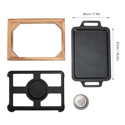 Holzkohlegrill, Tragbarer, Leichter, Rauchfreier Grill, Tischgrill, Alkoholofen, Innengrill mit 26,9 X 20,1 Cm Großer Abnehmbarer Grillschale, Holzsockel für Camping – Bild 7