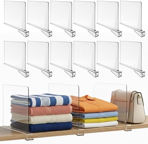 Acrylic Shelf Dividers for Closet Organization, 6-Pack Premium Qu...