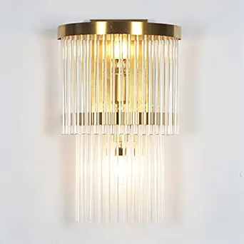 Harold Electricals Crown Prince Wall Light | Golden Wall Lamp | Crystal Wall Scone with Bulb for Living Room, Bedroom, Bedside, Hall, Kitchen, Cafe & Restaurant - Golden Color (Pack of 1)