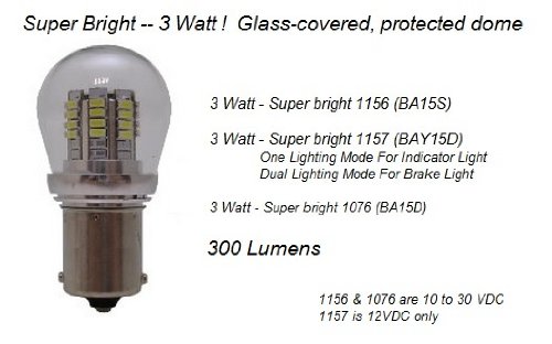 1156 Led Auto Bulb - Super Bright 3 Watt Led Bulb - Protective Shell - Ba15S Base - Auto, Marine #TOP9
