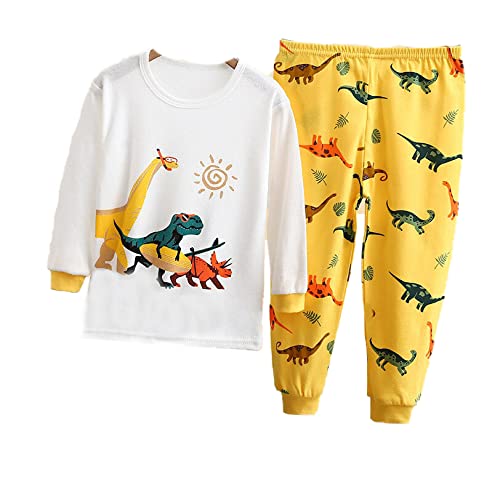 Bold N Elegant Full Sleeve Cotton Fun Cute Cartoon Print Colorful Tshirt & Pajama PJ Pant Clothing Set for Infant Toddler Baby Boy Girl Kids