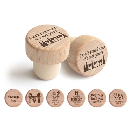 Custom wooden wine bottle stopper for party favors, personalized engraved