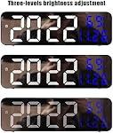Gigicloud LED Horloge murale - 3 Niveau Dimmer Luminosité Horloge numérique avec Température, Humidité et Alarme pour Chambre, Bureau