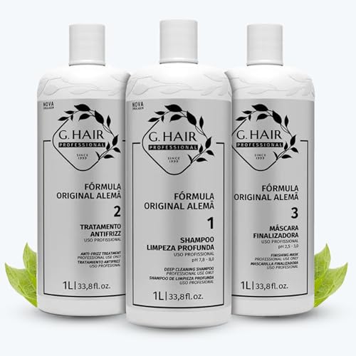 G.HAIR Kit de tratamento de queratina suavizante com fórmula original (3 passos) 1 litro