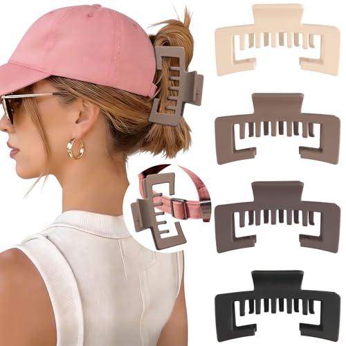Hat-Friendly Claw Clips for Baseball Caps - 4 Pcs Trucker Hat Hair Clips for Women, Claw Clips for...