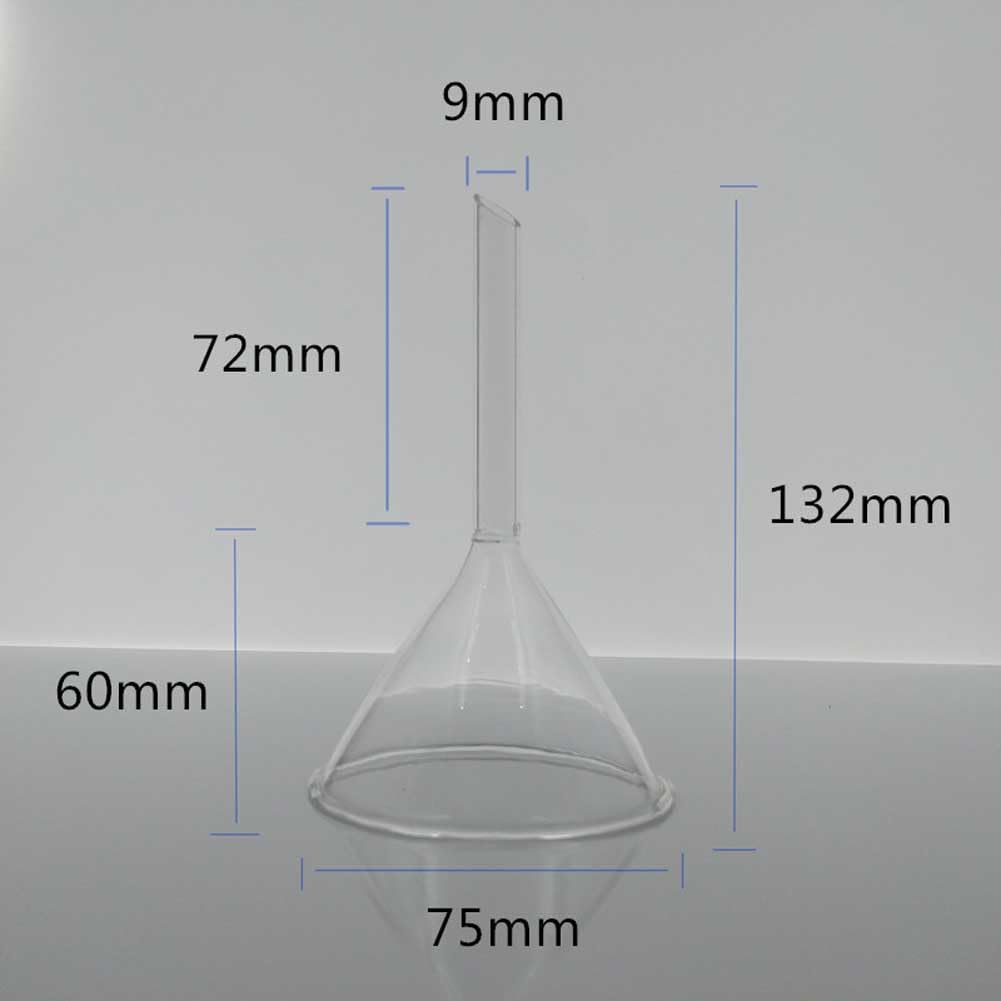 2 Pcs Glass Funnel Short Stem Glass Funnel for Laboratory Experiment or Home Kitchen Use, 75 mm Diameter, 72 mm Stem Length