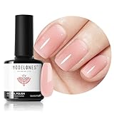 modelones Milky Pink Gel Nail Polish, 15 ML Nude Pink Tones Baby Pink Bubble Bath Nail Art Translucent Jelly Polish Design for Women Girl Nail Lovers Gift Salon DIY Summer Gel Manicure